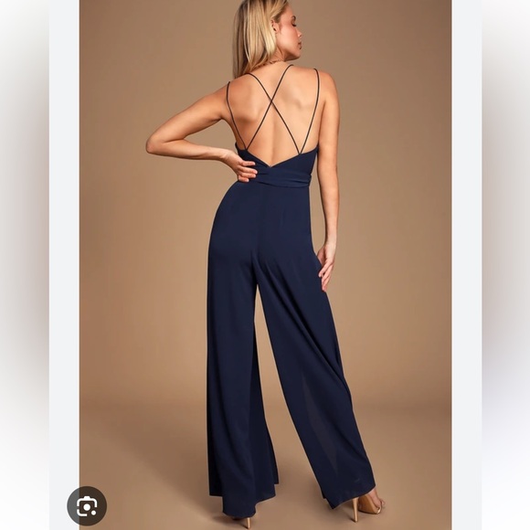 NWT Lulus Hype Dream Navy Backless jumpsuit - Picture 2 of 4